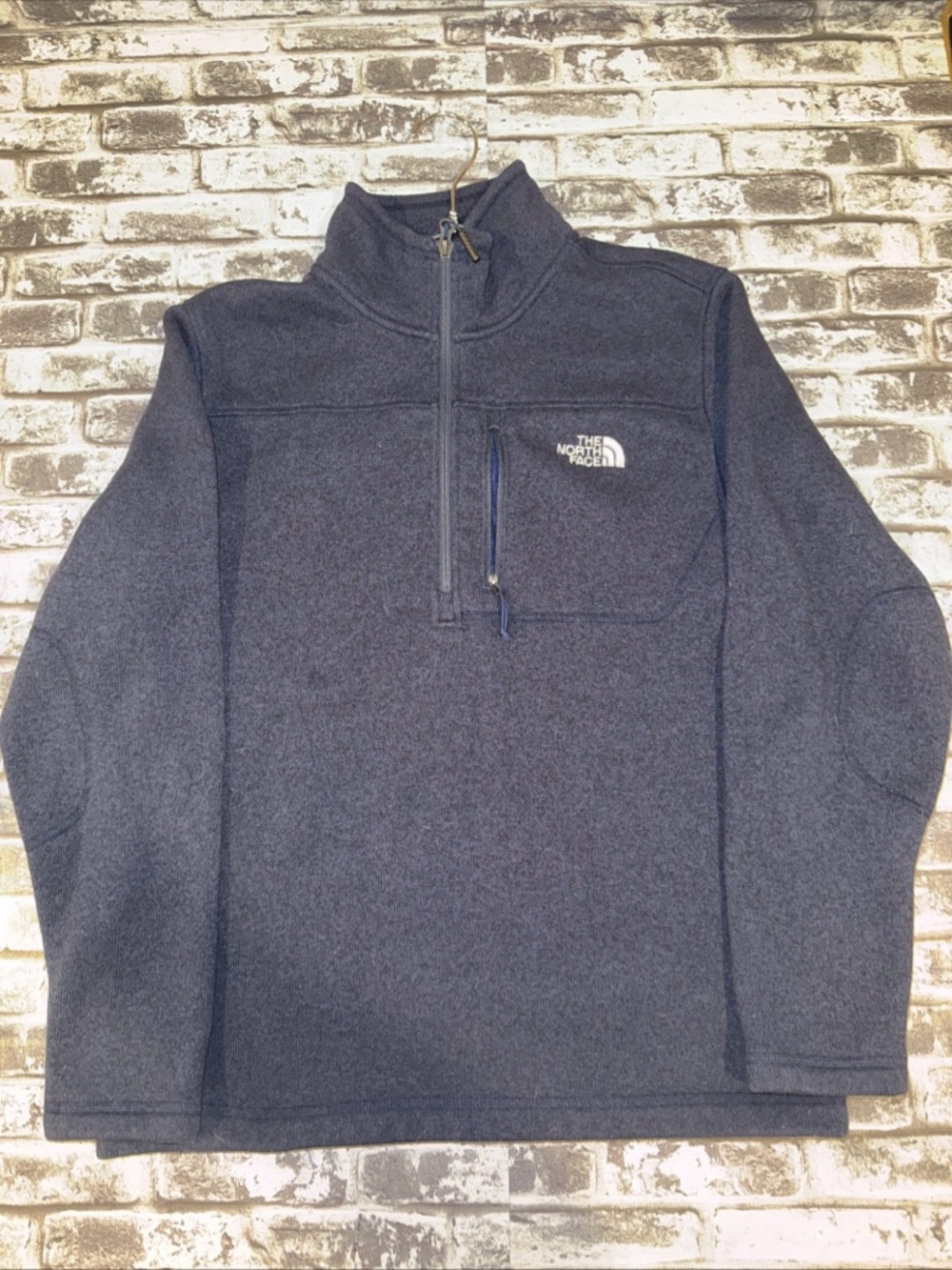 The North Face Mens Quarter Zip Fleece Pullover Sweater Gorpote Size Large Blue
